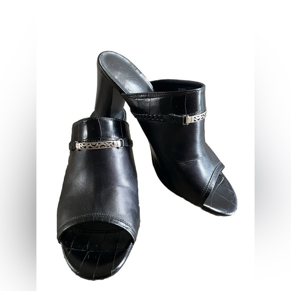 BRIGHTON Ray Black Slides Mules  Sandals  Sz 7.5 Italy - Picture 2 of 10